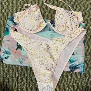 XL SHEIN pink/gold cheetah bathing suit